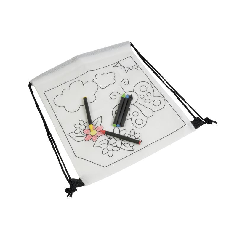 Juego de 5 crayones de cera de colores con una sección cilíndrica, en una mochila
