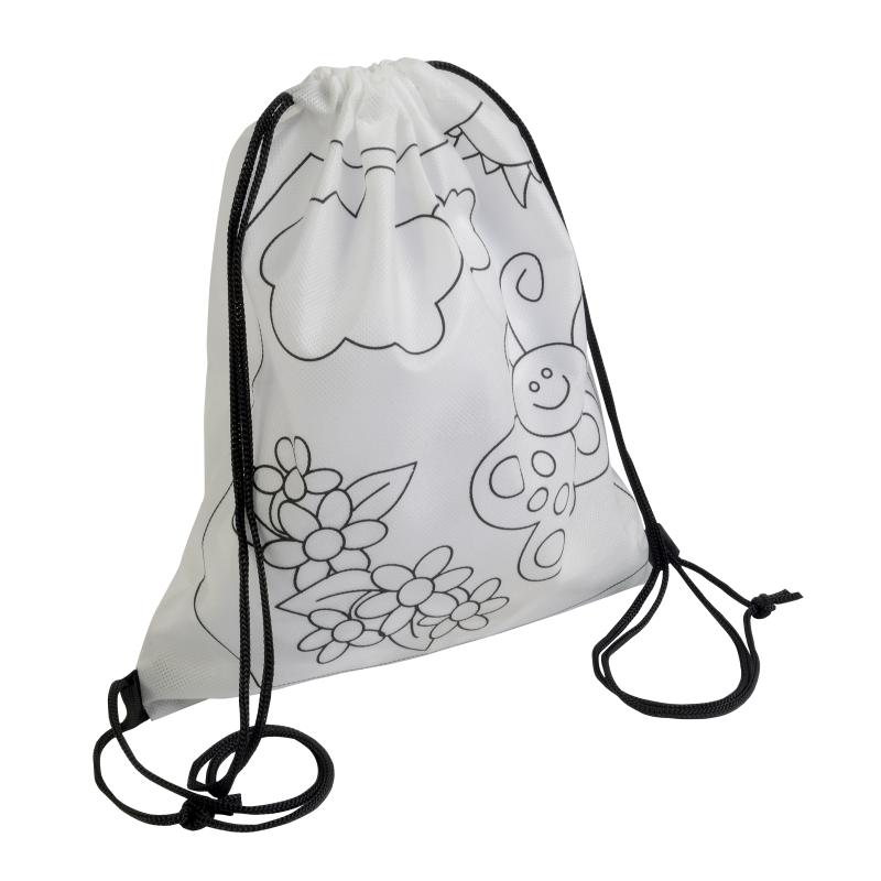 Juego de 5 crayones de cera de colores con una sección cilíndrica, en una mochila