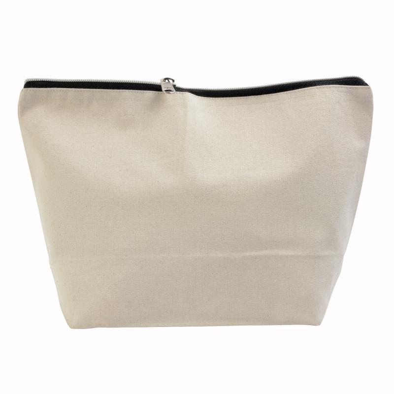 Estuche de belleza de algodón cepillado de 10 oz con cierre de cremallera