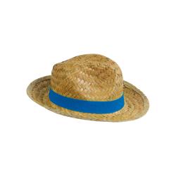 Sombrero de paja con banda elástica de 3 cm aplicable y personalizable.