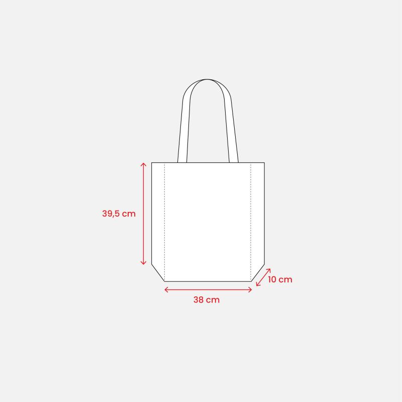 Shopper con fuelle en TNT estampado con efecto yute