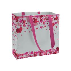 Bolsa shopper de tejido sin tejer laminado, asas largas y fuelle con estampado