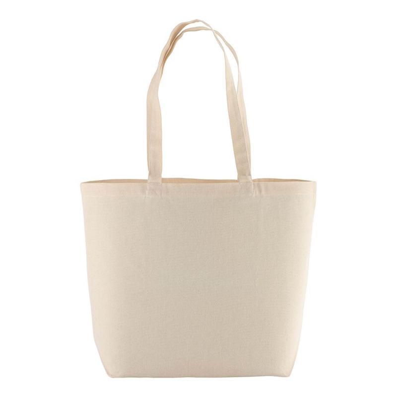 Bolsa de compras de algodón con asas largas y fuelle