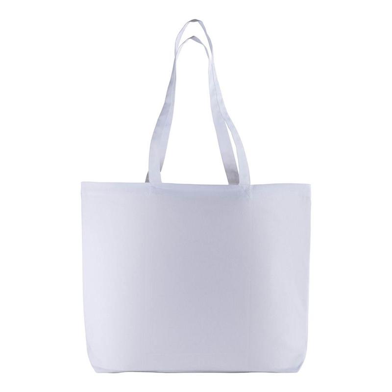 Bolsa de compras de algodón con asas largas y fuelle