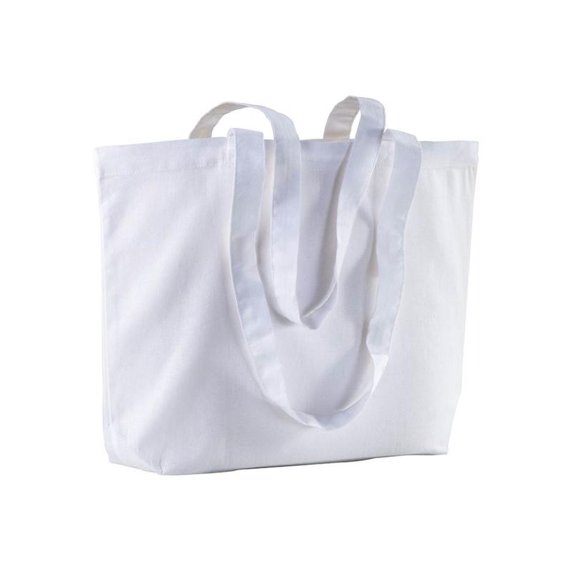 Bolsa shopper de algodón con asas largas y fuelle