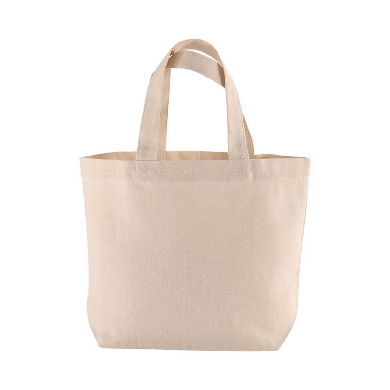 Bolsa de compras de algodón con asas cortas y fuelle