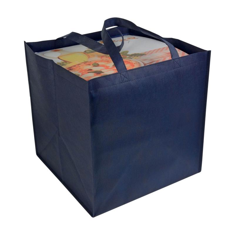 Bolsa shopper de tejido sin tejer 100 g/m2 con asas largas y fuelle