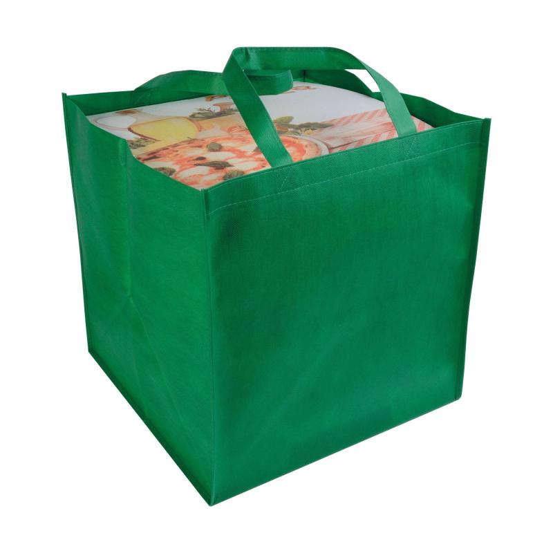 Bolsa shopper de tejido sin tejer 100 g/m2 con asas largas y fuelle