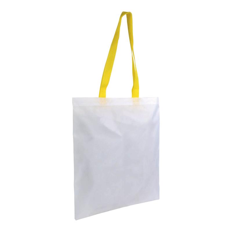 Bolsa blanca de poliester, asas largas coloradas