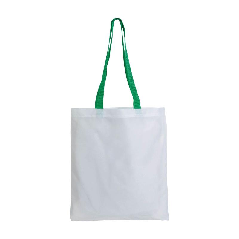 Bolsa blanca de poliester, asas largas coloradas