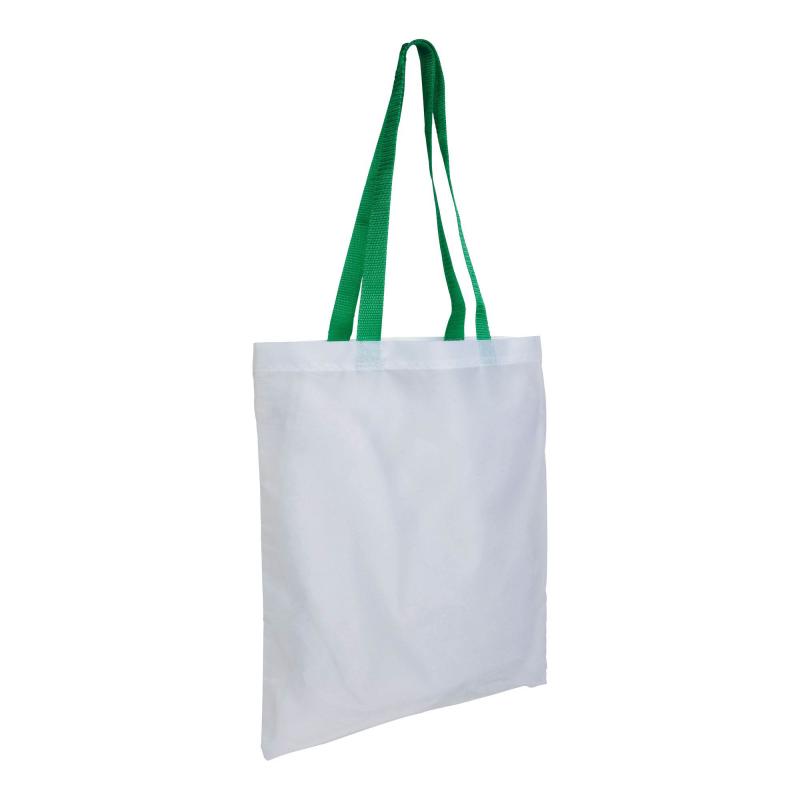 Bolsa blanca de poliester, asas largas coloradas