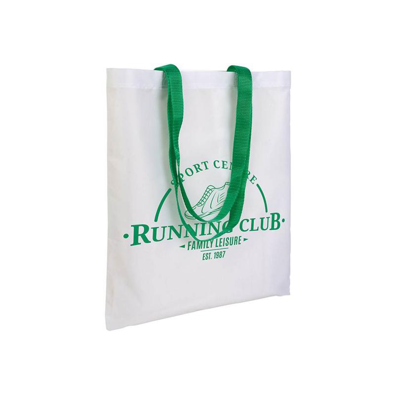 Bolsa blanca de poliester, asas largas coloradas