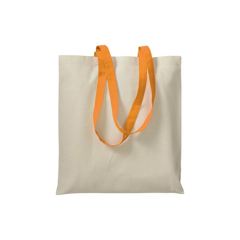 Bolsa de algodón natural (220 g/m2), asas largas de colores