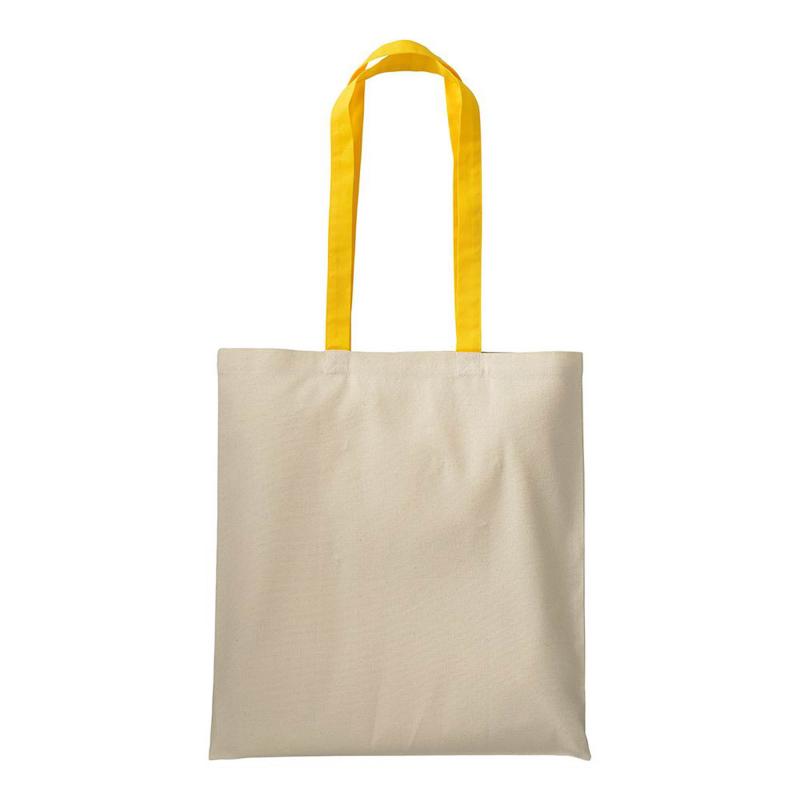 Bolsa de algodón natural (220 g/m2), asas largas de colores