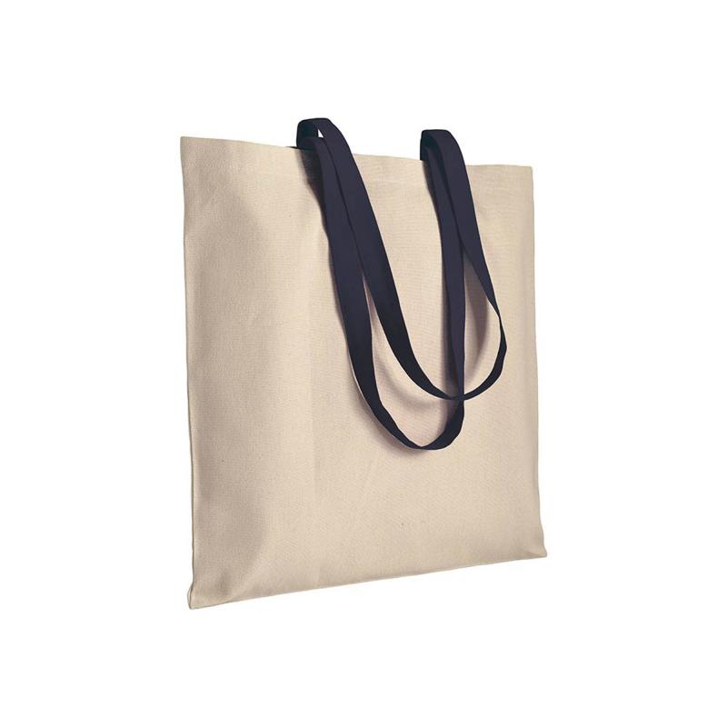 Bolsa de algodón natural (220 g/m2), asas largas de colores