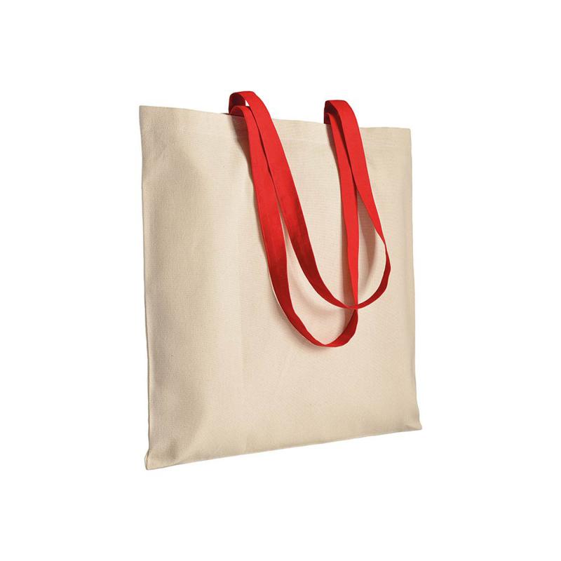Bolsa de algodón natural (220 g/m2), asas largas de colores