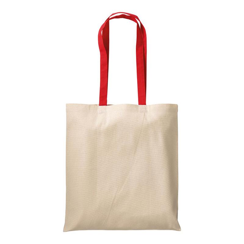 Bolsa de algodón natural (220 g/m2), asas largas de colores