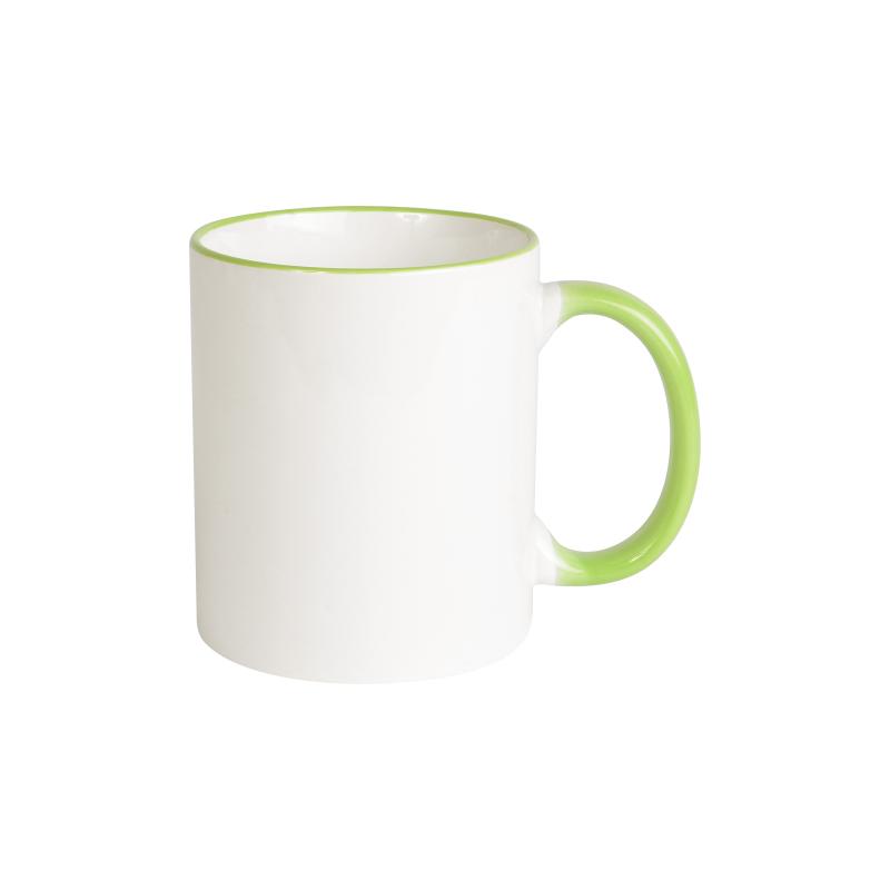 Taza blanca de cerámica con bordo y asa colorados (caja) (0,32 L) (sublimación)