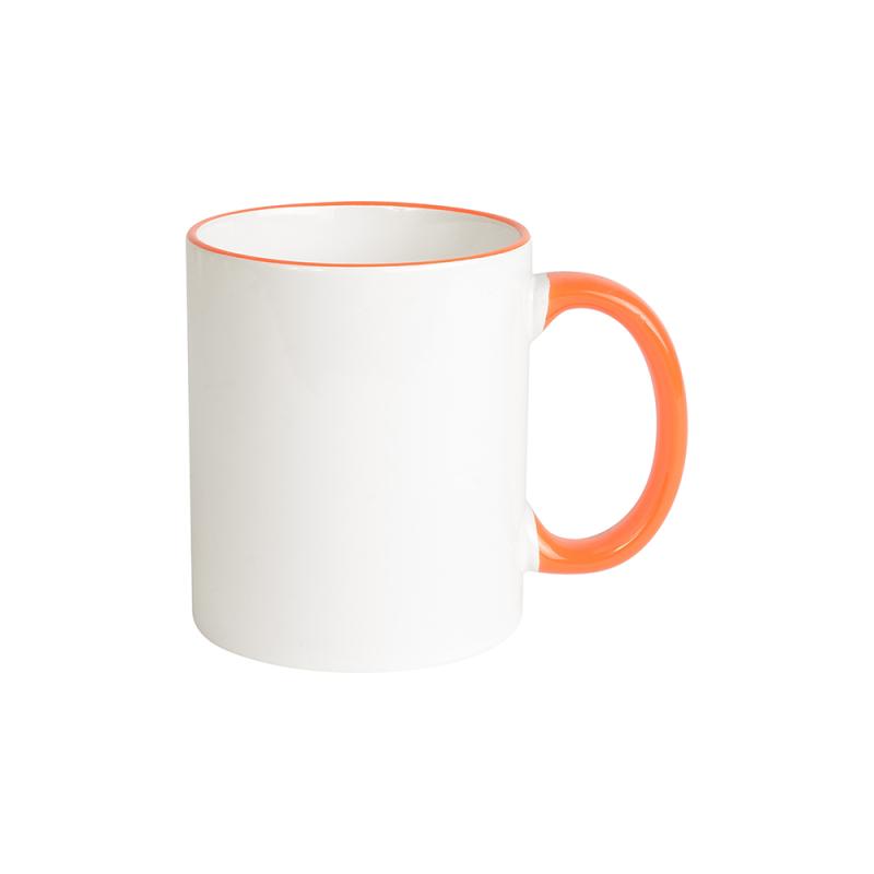 Taza blanca de cerámica con bordo y asa colorados (caja) (0,32 L) (sublimación)