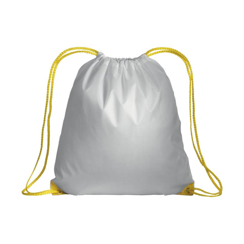 Mochila blanca de poliester con asas coloradas