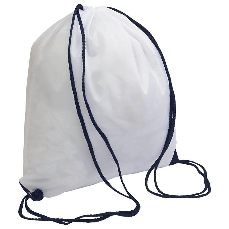 Mochila blanca de poliester con asas coloradas