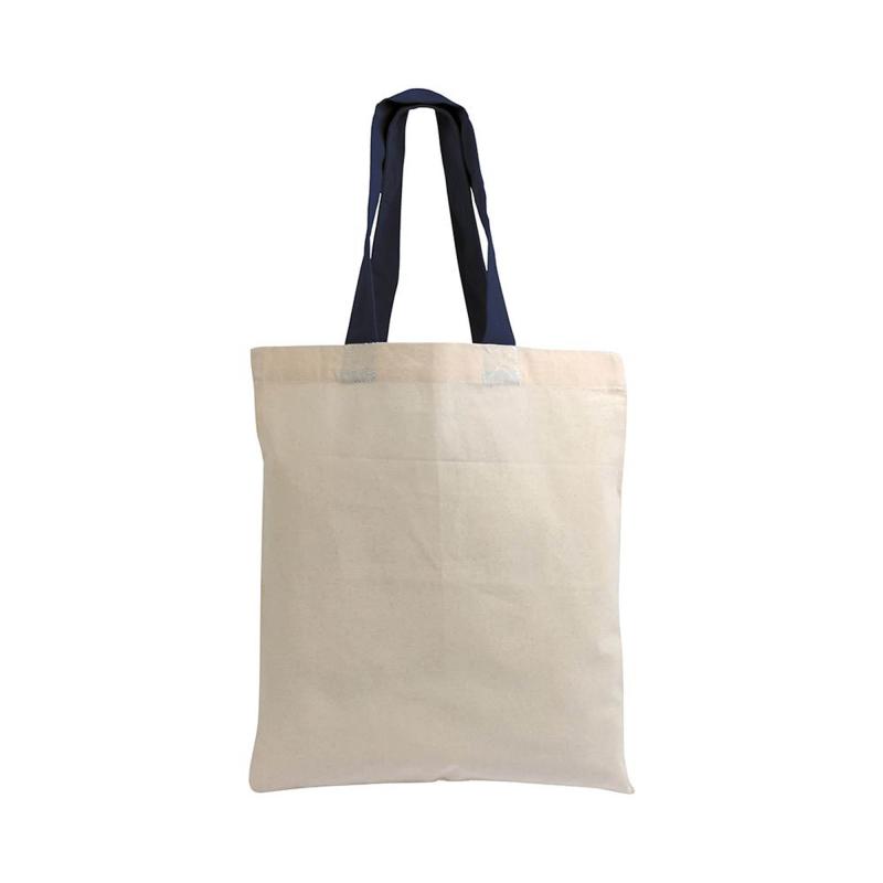 Bolsita de algodón natural, asas cortas colorada