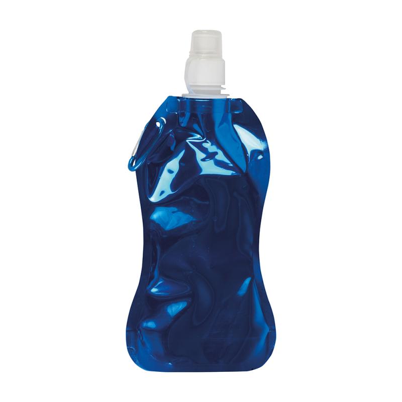 Bidón plegable de PE/PET libre de BPA con mosquetón. Capacidad 480 ml