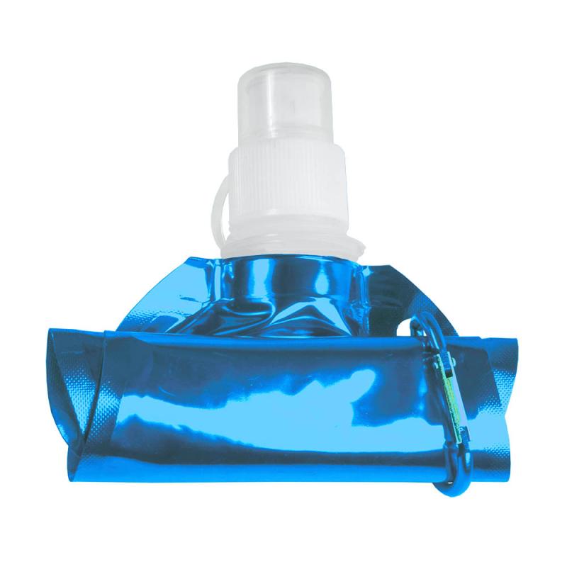 Bidón plegable de PE/PET libre de BPA con mosquetón. Capacidad 480 ml