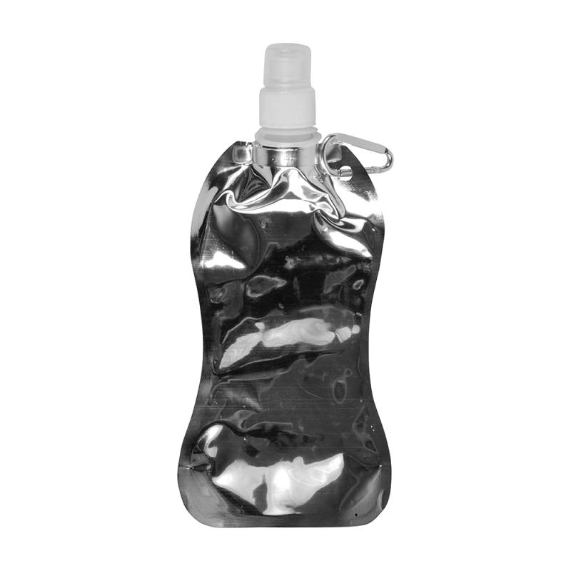 Bidón plegable de PE/PET libre de BPA con mosquetón. Capacidad 480 ml