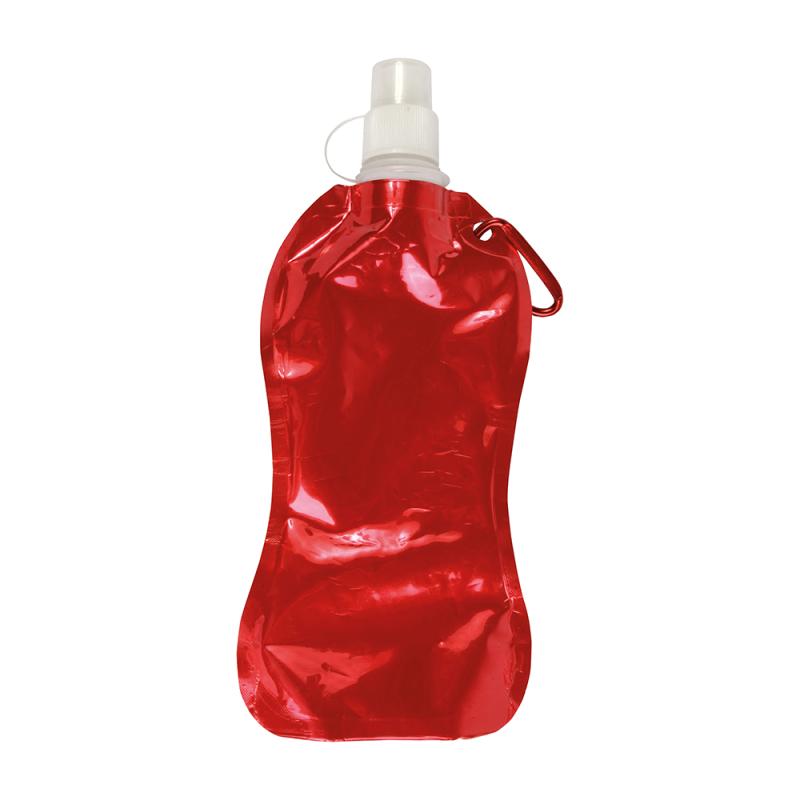 Bidón plegable de PE/PET libre de BPA con mosquetón. Capacidad 480 ml