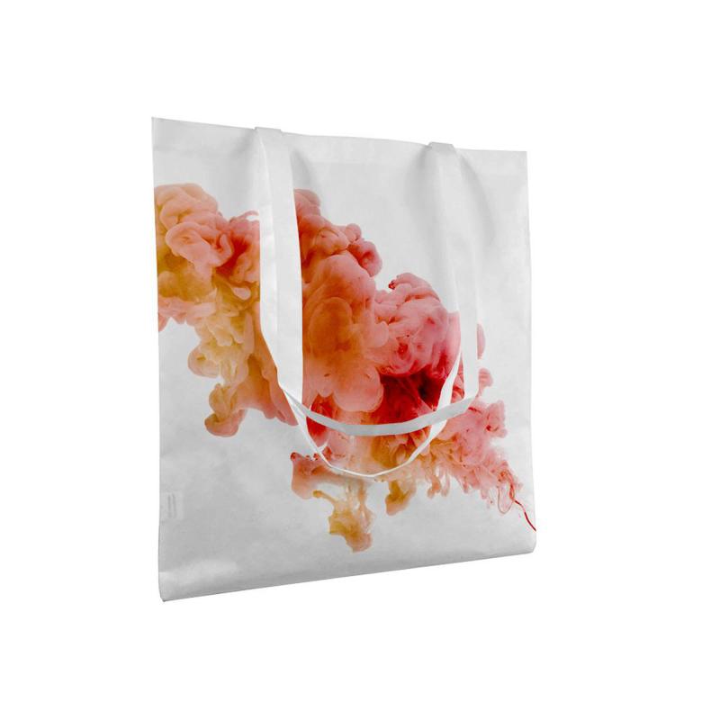 Bolsa blanca de tejido sin tejer, asas largas, apta para transfer