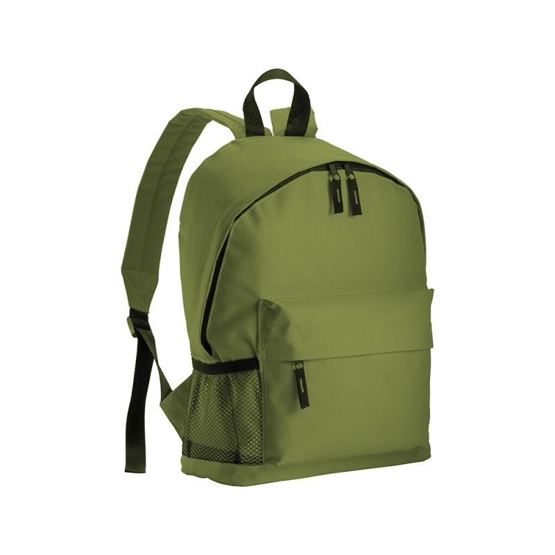 Mochila con bolsillo frontal y lateral de red.