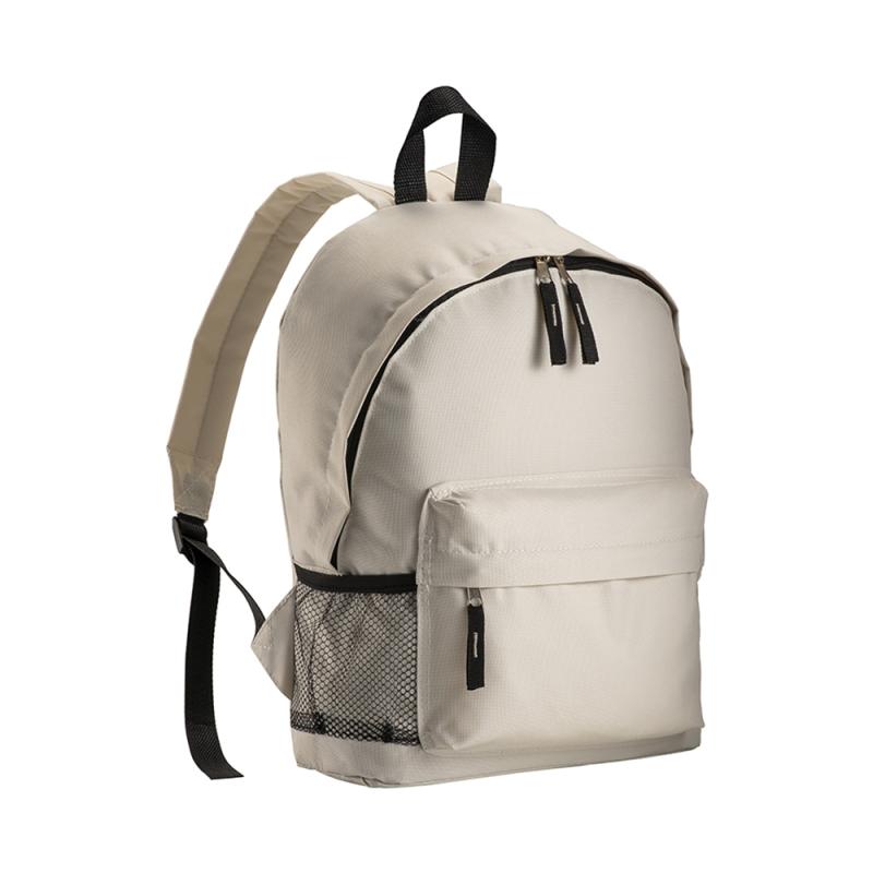 Mochila con bolsillo frontal y lateral de red.