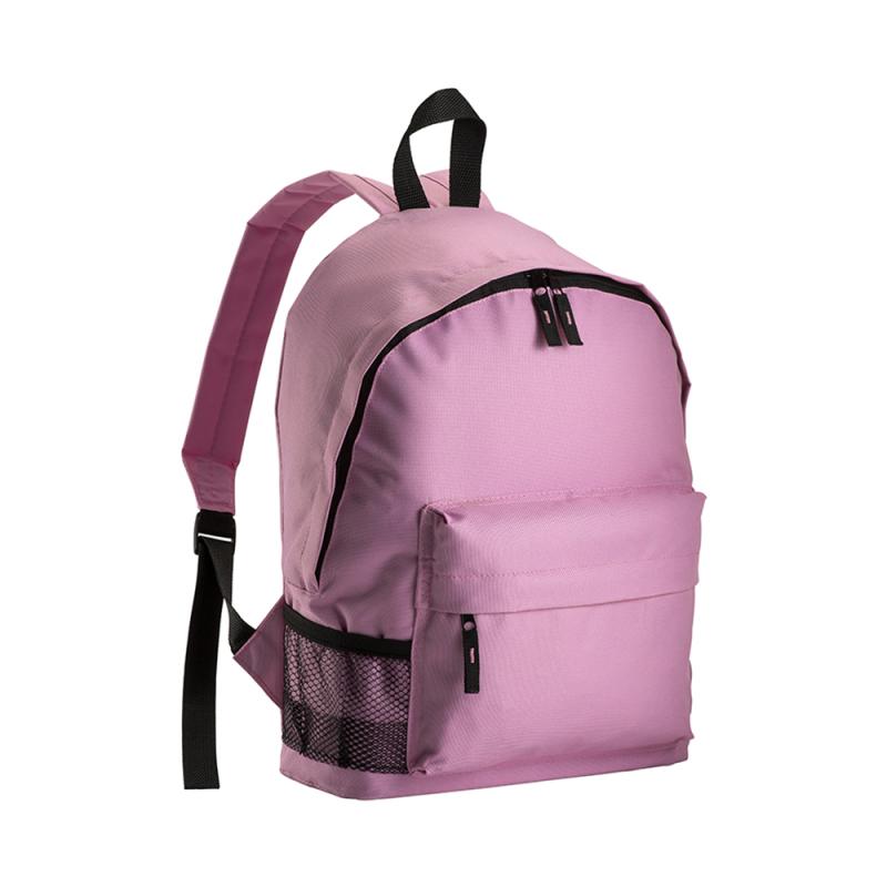 Mochila con bolsillo frontal y lateral de red.