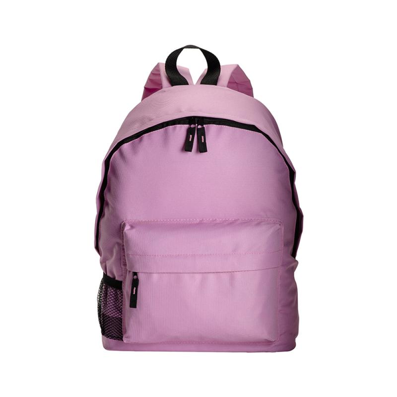 Mochila con bolsillo frontal y lateral de red.