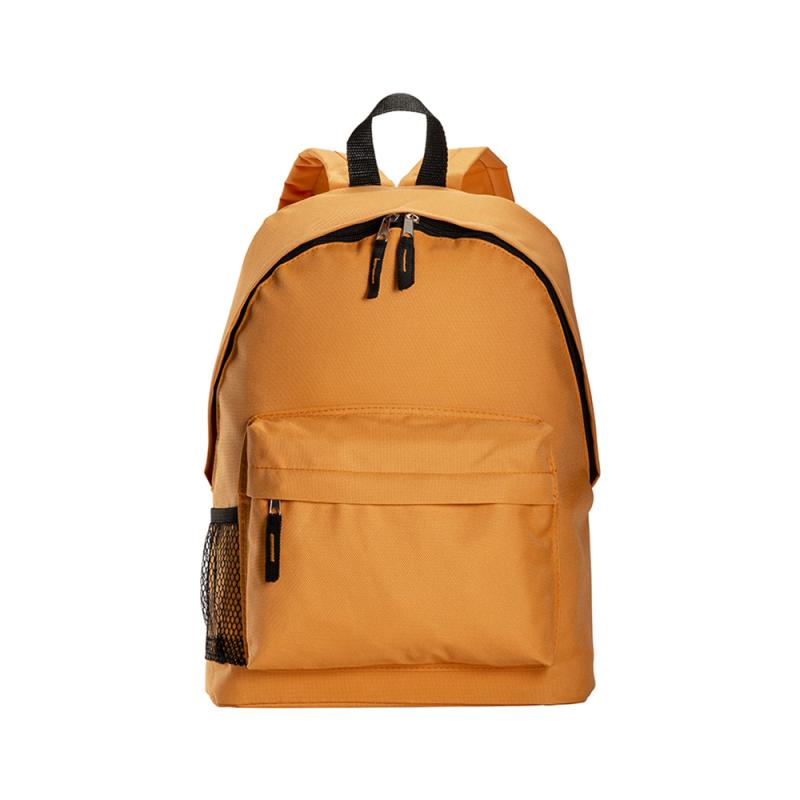 Mochila con bolsillo frontal y lateral de red.