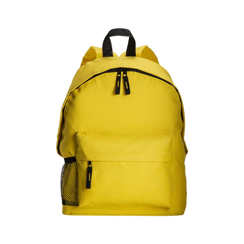 Mochila con bolsillo frontal y lateral de red.