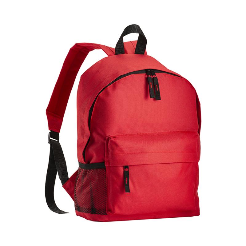 Mochila con bolsillo frontal y lateral de red.
