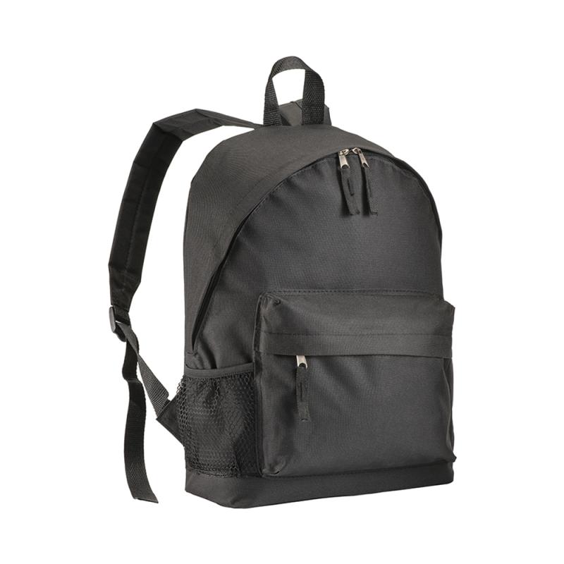 Mochila con bolsillo frontal y lateral de red.