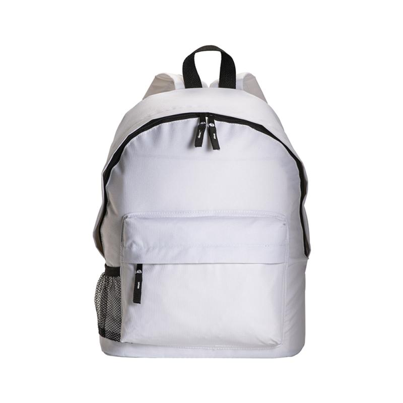 Mochila con bolsillo frontal y lateral de red.