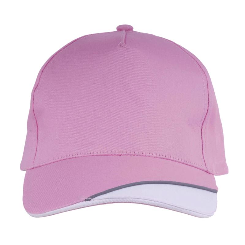 Gorra de 5 paneles de algodón con cierre velcro.