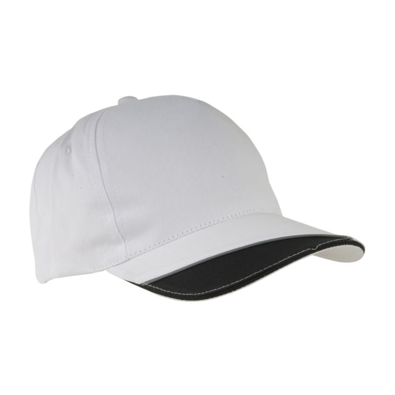Gorra de 5 paneles de algodón con cierre velcro.