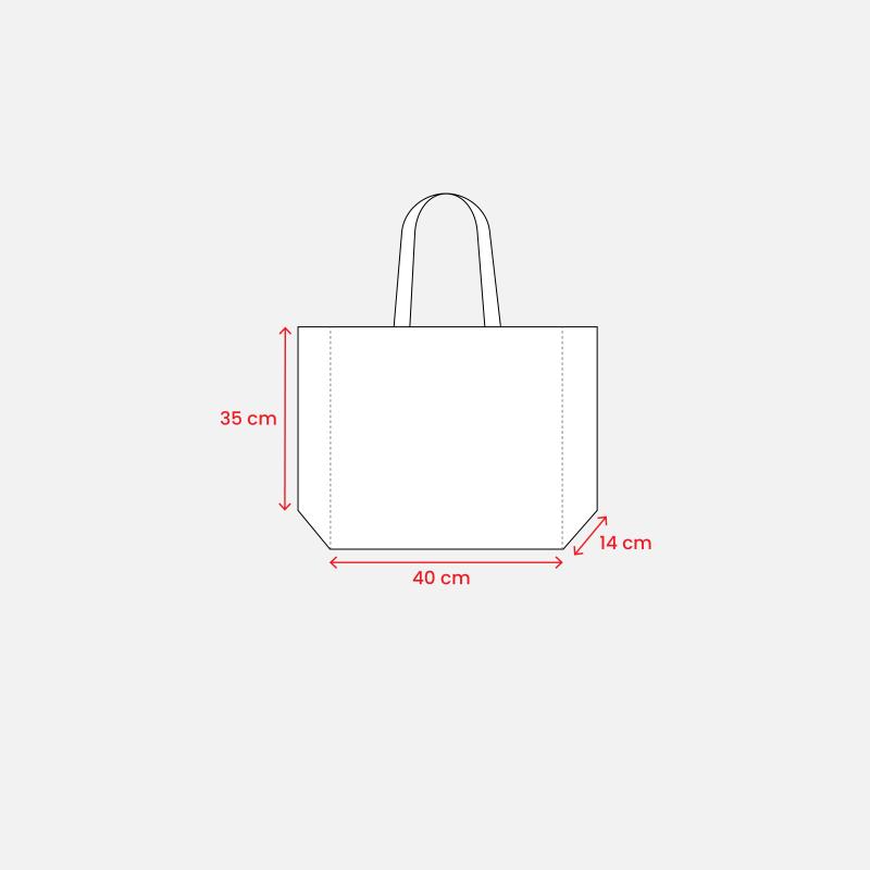 Bolsa de polipropileno laminado, asas cinta y fuelle