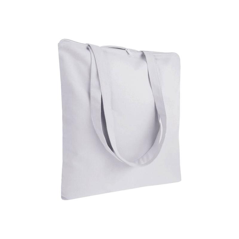 Bolsa de algodón, asas largas y cierre cremallera