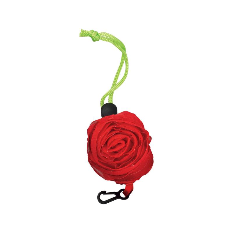 Bolsa plegable de poliéster 190T, forma de rosa.