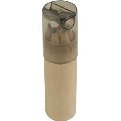 6 lápices hexagonales de color con sacapuntas