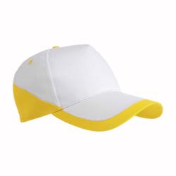 Gorra de 5 paneles de algodón con cierre velcro.