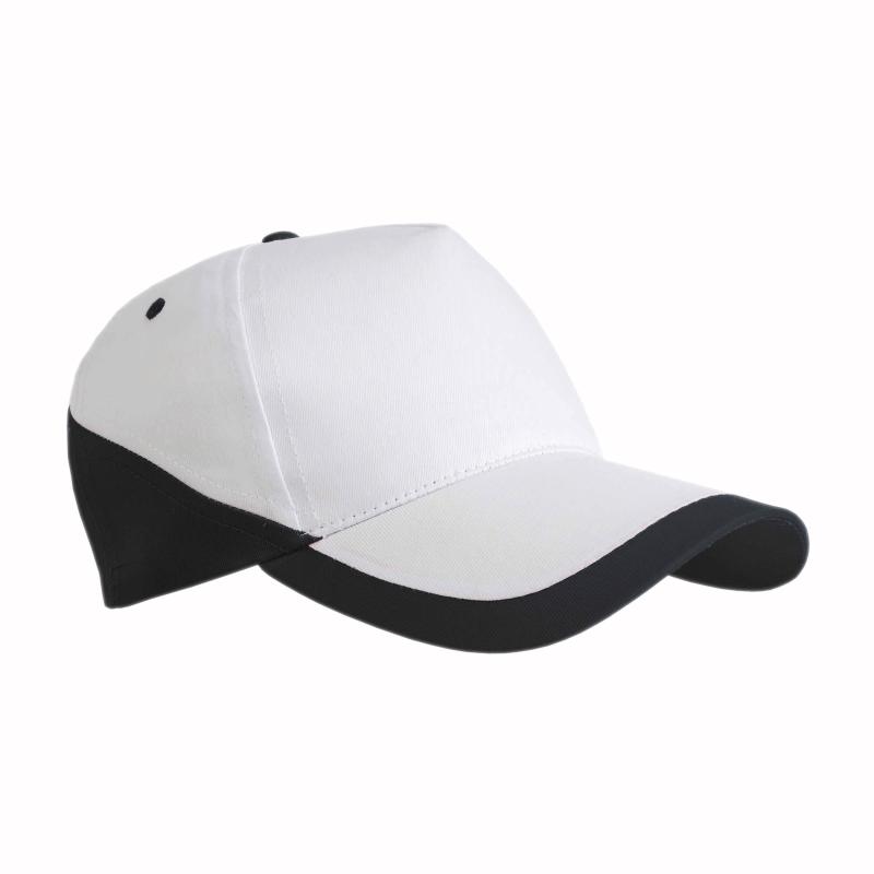 Gorra de 5 paneles de algodón con cierre velcro.