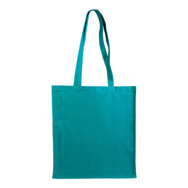 Bolsa de algodón con fuelle e asas largas.