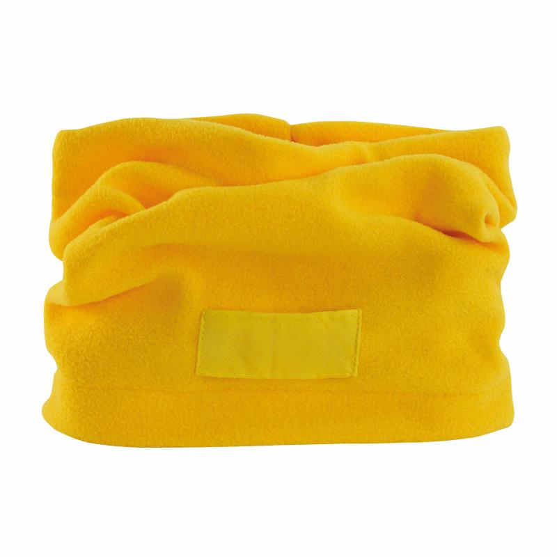 Braga para cuello de tejido polar, transformable en gorra con etiqueta